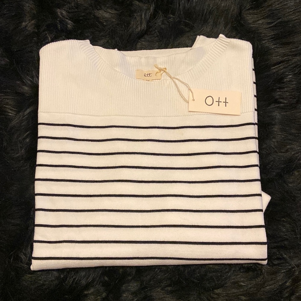 Women’s OTT (Brand) Stripe Boat Neck Sweater. 2XL - Picture 3 of 6